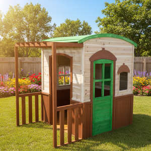 Casa de Juegos Portátil de Madera para Niños SHUNDA, Impermeable, con Revestimiento de PVC, Madera Natural, para Exteriores, para Niños de 3 a 8 Años - Product Image 3