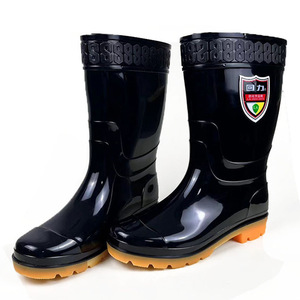 Bottes de pluie Warrior Hxl-017 noires mi-mollet, résistantes aux acides et aux alcalis, protection chimique, utilisation dans l'industrie de la construction - Product Image 2