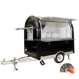 Remolque Redondo Retro para Comida y Café, Camión de Helados, Donas y Aperitivos con Máquina de Espresso, Carrito Móvil Vintage en Venta - Product Image 1