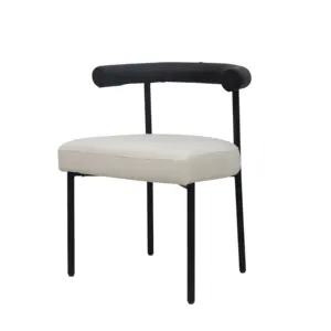 Italian Restaurant Modern Elegant Half Arc Armchair Dining Chairs Cushions Leather Microfiber Home Furniture Metal Dining Chairs