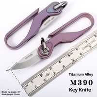 Couteau de défense personnel portable, en alliage de titane M390, multi-usages, durable, très vendu, pour camping, porte-clés, pendentif, EDC