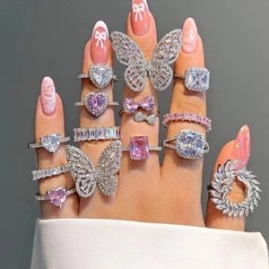 Bague pour femme OEM ODM YYN en cuivre, nouveau style européen et américain, avec pampille et zircon en forme de goutte, style hip-hop, pour mariage et fiançailles - Product Image 4