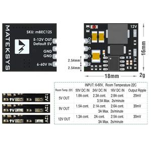 MATEK MBEC12S MICRO BEC 6-60V vers 5V/9V/12V-ADJ pour modèle réduit d'avion RC, hélicoptère, drones de course FPV, pièces de rechange DIY - Product Image 3