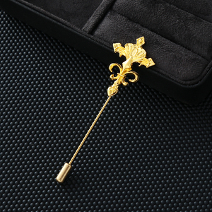 <span class=keywords><strong>Pin</strong></span> de Solapa Largo de Aleación con Flor-de-lis Vintage para Hombre, Broche Dorado/Plateado para Traje Formal, Accesorio de Joyería para Negocios, Bodas y Fiestas - Product Image 3