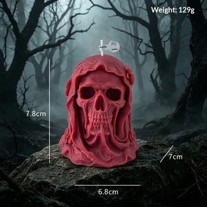 Vela Aromática con Diseño de Calavera del Grim Reaper para Halloween, con Capucha y Velo, Decoración Espeluznante para el Hogar, Regalo - Product Image 6