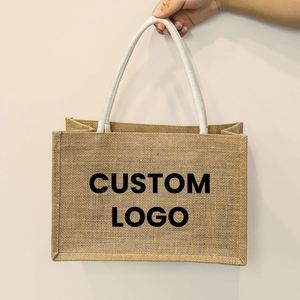 Sac fourre-tout réutilisable en toile de jute naturelle avec impression personnalisée de lettres florales pour cadeaux, shopping, mariage - Product Image 6