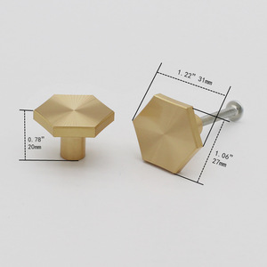 Octagonal Brass Cabinet <b>Knob</b> 27x20mm Minimalist Drawer Handle Durable Furniture Hardware - Product Image 3