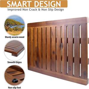 <span class=keywords><strong>Tapis</strong></span> de salle de bain de luxe en <span class=keywords><strong>bois</strong></span> d'acacia 24x18 pouces, antidérapant, motif à lattes, pour salle de bain, baignoire, douche, spa, jardin, maison - Product Image 3