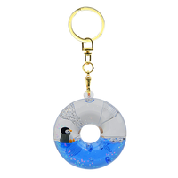 Porte-clés en acrylique pingouin mignon flottant avec impression sérigraphiée, étanche, en forme de bouée de natation