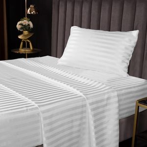 Personnalisé 100% Coton Blanc Satin Rayures Entretien Facile King et Queen Size pour Hôtel et Maison Tissé Techniques - Product Image 2