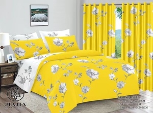 Bán Hot Phong Cách phi tùy chỉnh hỗ trợ giấc ngủ Vua tấm Polyester và rèm bộ đồ giường <span class=keywords><strong>Set</strong></span> với 2 vỏ gối - Product Image 2