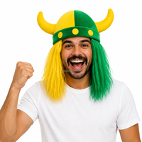 Casquette Perruque Casque Viking pour Supporters de Football Brésiliens – Accessoires de Fête et de Sport pour Fans de Football