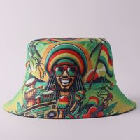 Chapeau Bob Réversible Imprimé Motif Luxe Double Face Chapeau de Pêcheur d'Été Anti-UV Logo Personnalisé Vente en Gros Coton