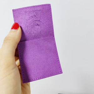 Pochette enveloppe en microfibre suédée personnalisée 6x6cm avec cartes insérées, sac cadeau en velours pour bijoux, anneaux, colliers - Product Image 6