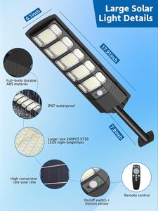 Solar Charging Portable Integrated IP65 Waterproof ABS High Brightness Radar Induction LED Solar Street Light LiFePO4 <b>Battery</b> - Product Image 2
