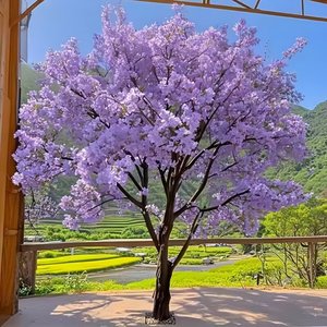 Künstliche <span class=keywords><strong>Jacaranda</strong></span>- und Pfirsichblütenbäume, Großformatige Lila Stoffbäume für Innen- und Außendekoration - Product Image 2