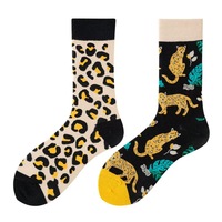 Chaussettes ras du cou à imprimé léopard et motif guépard tendance – Chaussettes en coton à imprimé animal fantaisie, vente en gros pour hommes et femmes, style streetwear