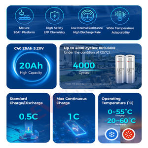 แบตเตอรี่ EVE C40 20AH 3.2V ลิเธียมไอออน 32700 33140 แบตเตอรี่สำรองพลังงานแสงอาทิตย์สำหรับบ้าน - Product Image 2