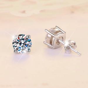 फिन जेवेल ग्रा वी. 1moisSanite इयररिंग्स 0. 8ct/1ct/2ct गोलाकार चमकदार कट 925 स्टर्लिंग चांदी vs1moissanite स्टर्ड - Product Image 3