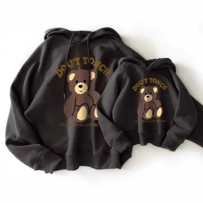 Sudadera con capucha de algodón y forro polar para bebé e hija, ropa para parte superior, con dibujos animados, para Familia