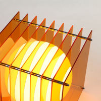 Lampada a Sfera Regolabile in Acrilico a Strati, Luce Tramonto Artistica Moderna, Cubo Arancione con Sfera