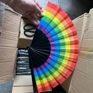 Дешевые LGBTQIA радуга гордость бисексуал пансексуал асексуал лесбиянка ручной складной веер для детей танец рейв - Product Image 6