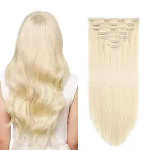 RTS 613 Blonde 14 inches 7pcs 16clips 110g/pack Straight Seamless Hair Extensions Clip in Human Hair Clip ins Human Hair Extensions