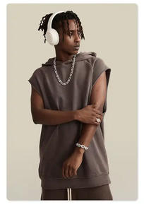 BES1504 Personalizado, sin estampado, 380GSM, de alta calidad, para entrenamiento de otoño, estilo Kanye West, vintage, con lavado ácido, bordado, sin mangas, oversize - Product Image 4