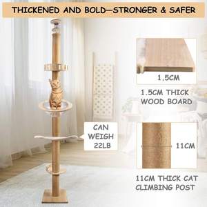 Torre de Juego Moderna para <span class=keywords><strong>Gatos</strong></span> <span class=keywords><strong>Grandes</strong></span>, Mueble Rascador de Lana con Árbol y Poste para Rascar, Estructura de Escalada de Múltiples Niveles para Techo - Product Image 3