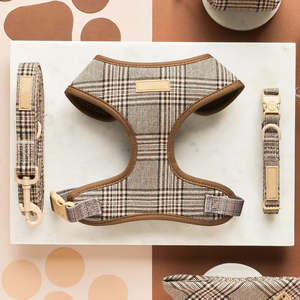 Ensemble de harnais et de collier pour chien en fibre de polyester sur mesure, luxueux, réglable, motif uni, lavable en machine - Product Image 6