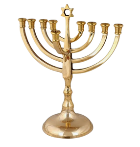 Tradicional Judaica Hanukkah Menorah Metal Elegante Plateado Menorah Portavelas Estilo de siete ramas - Product Image 5
