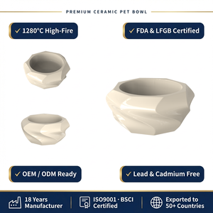 Bol de nourriture pour animaux de compagnie en céramique de luxe personnalisé, bol pour chien en céramique artistique moderne, bol d'alimentation élégant pour chats <span class=keywords><strong>et</strong></span> chiens, animaux de petite <span class=keywords><strong>et</strong></span> moyenne taille - Product Image 1
