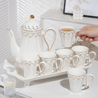 Service à eau en céramique de style européen, luxe léger, service à thé, ensemble résistant aux hautes températures pour la maison