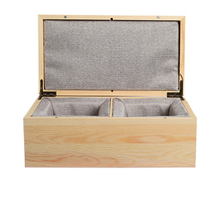 Custom Made Wooden <b>Storage</b> <b>Box</b> Rectangular With Gray <b>Fabric</b> Lining <b>For</b> Jewelry Organizing Decorative <b>Storage</b> - Product Image 3