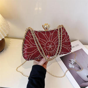 Flower Pattern Diamond Dinner Evening Bag Luxury <b>Clutch</b> Women <b>Wedding</b> Party Shoulder Bag Luxury Rhinestone Handbag For Women - Product Image 2
