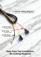Kit de câblage pour caméra embarquée 12V-24V, sortie 5V 2/2.5A, câble de 3,5 m, coupure basse tension, connecteur Type C en option, alimentation stable