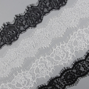 Dentelle de cils avec bord latéral, <span class=keywords><strong>tissu</strong></span> doux, 1 pièce, offre spéciale, <span class=keywords><strong>français</strong></span>, noir, blanc, nylon, bordure <span class=keywords><strong>au</strong></span> <span class=keywords><strong>mètre</strong></span> - Product Image 1