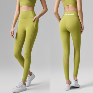 Leggings <span class=keywords><strong>de</strong></span> Yoga Premium con Logotipo Personalizado y Bolsillos para Teléfono para <span class=keywords><strong>Mujer</strong></span>, Pantalones Deportivos <span class=keywords><strong>de</strong></span> Cintura Alta con Panel <span class=keywords><strong>de</strong></span> Malla - Product Image 3
