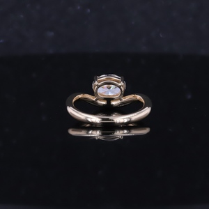 Anillo de Diamante de Laboratorio, Oro de 10k, Diamante Cultivado en Laboratorio DEF VS, Corte Ovalado, Anillo de Lujo para Mujer, Banda Ondulada, Anillos para el Dedo Pequeño - Product Image 4