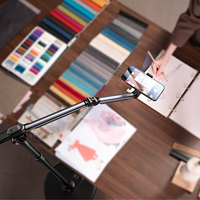 Support de téléphone robuste Feixiang L66 avec disque, capacité de charge de 1,2 kg, bras rotatifs à 360°, télécommande flexible, utilisation sur lit/bureau, pour diffusion en direct/panorama