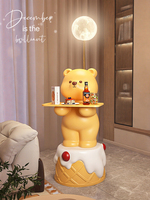 HJ HOME Vente à Chaud Petite Table à Thé LED Lampadaire Crème Vent Ours Joli Dessin Animé pour Salon Décoration Lampadaire