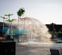 Équipements de parcs aquatiques sur le thème de la forêt en acier inoxydable, maison aquatique, jeux d'eau interactifs pour enfants, zone de jeux aquatiques et parcs aquatiques