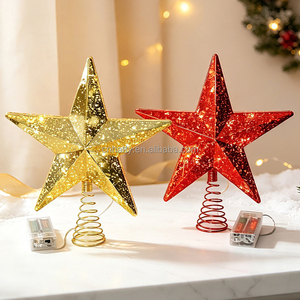 Handmade Modern Factory Plastic Lighted Star-Shaped Spring-Base Tree <b>Topper</b> Ornament for Christmas Tree Holiday Decorations - Product Image 4
