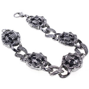 Vintage <span class=keywords><strong>Rock</strong></span> Band personalizado Cool Punk estilo Aleación <span class=keywords><strong>de</strong></span> Zinc plata antigua hombres calavera esqueleto cadena hombres joyería pulsera - Product Image 4