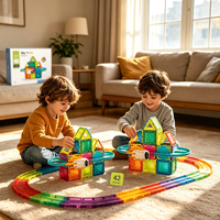 Jeu de tuiles magnétiques 42 pièces, mini blocs, jouet éducatif STEM pour tout-petits, kit d'apprentissage portable, vente chaude