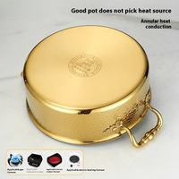 Marmite à fondue trois couches en acier inoxydable 304 de qualité alimentaire, motif martelé, pour cuisinière à induction et gaz domestique