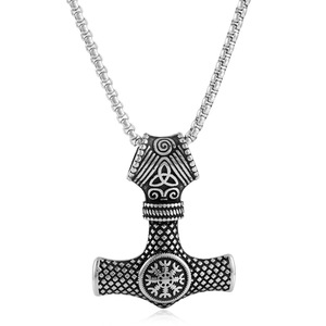 Yunnique – collier avec pendentif marteau de Thor pour hommes, en acier inoxydable, Design géométrique, Style Punk, bijoux à la mode, 2310 - Product Image 2