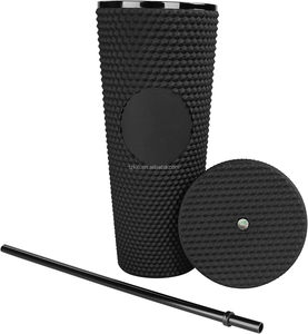 Vaso de Viaje Mate de Doble Pared con Tapa Hermética y Boca Ancha, Dorado Translúcido con Tachuelas Brillantes, para Café Helado - Product Image 5