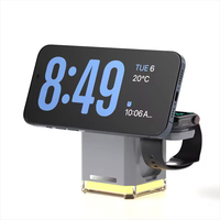 Pengisi Daya Nirkabel 3 in 1 15W, Dudukan Pengisian Cepat Universal, Magnetik, Dapat Dilipat, untuk Earphone, Jam Tangan, dan Ponsel