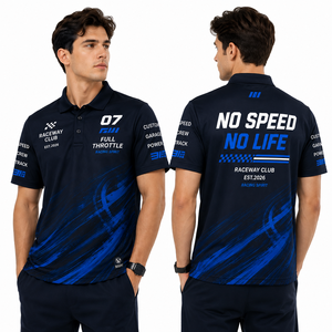 Polo de Carreras de Poliéster de Secado Rápido para Hombre, Estampado Full Throttle, para Fanáticos de los Deportes de Motor, Manga Corta, Personalizado para Equipos, Venta al Por Mayor - Product Image 1